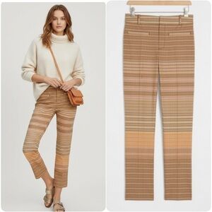 Anthropologie The Essential Collection Slim Kick Flare Plaid Crop Ankle Pants S